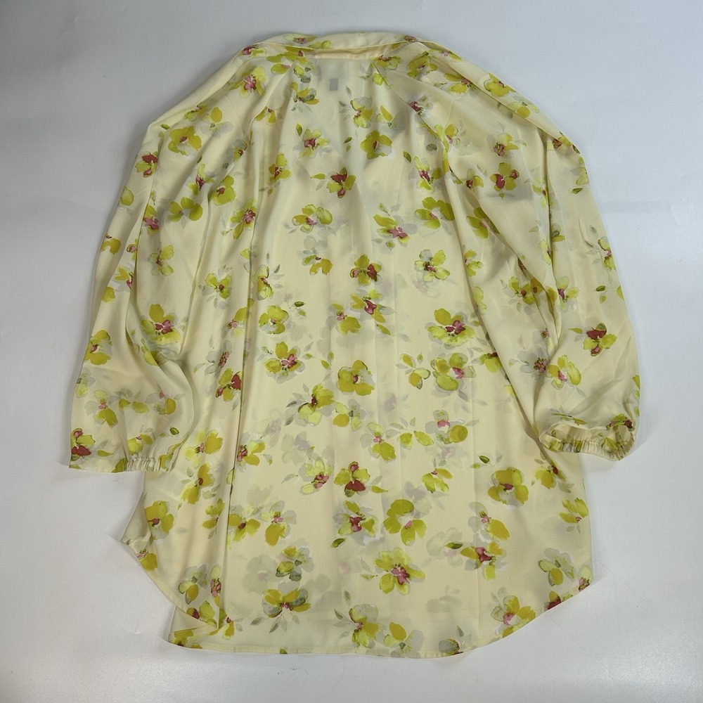 Cabi Go To Blouse Small Yellow Floral Print Button Front 3/4 Sleeve Blouse 6294 - Picture 9 of 9